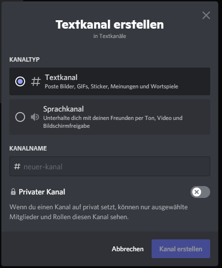 Create Channel in Discord